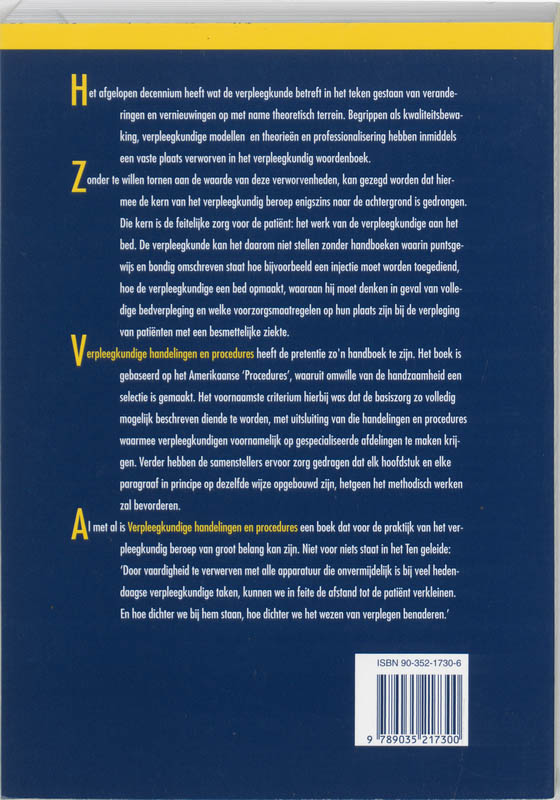 Achterkant van Verpleegkundige handelingen en procedures
