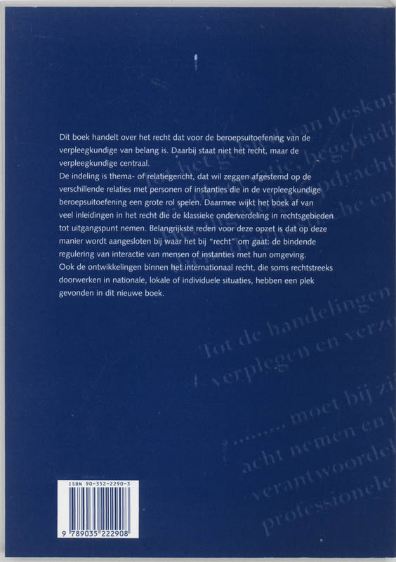 Achterkant van Recht in de verpleegkundige praktijk