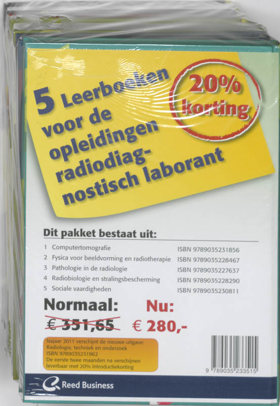 Achterkant van 5 Leerboeken voor de opleidingen radiodiagnostich laborant