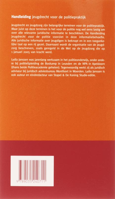 Achterkant van Handleiding jeugdrecht voor de politiepraktijk
