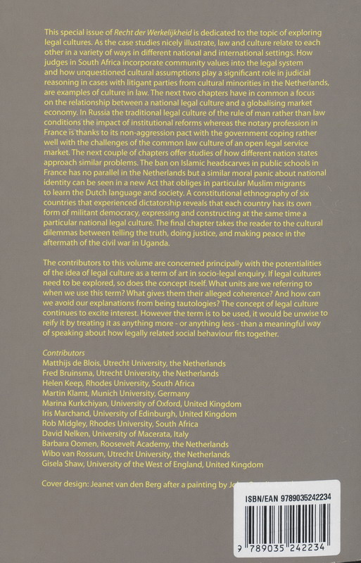 Achterkant van Explorations in Legal Cultures