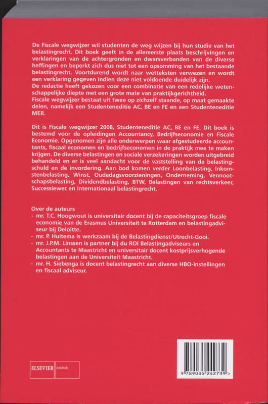 Achterkant van Fiscale Wegwijzer 2008 Studenteneditie AC,BE en FE