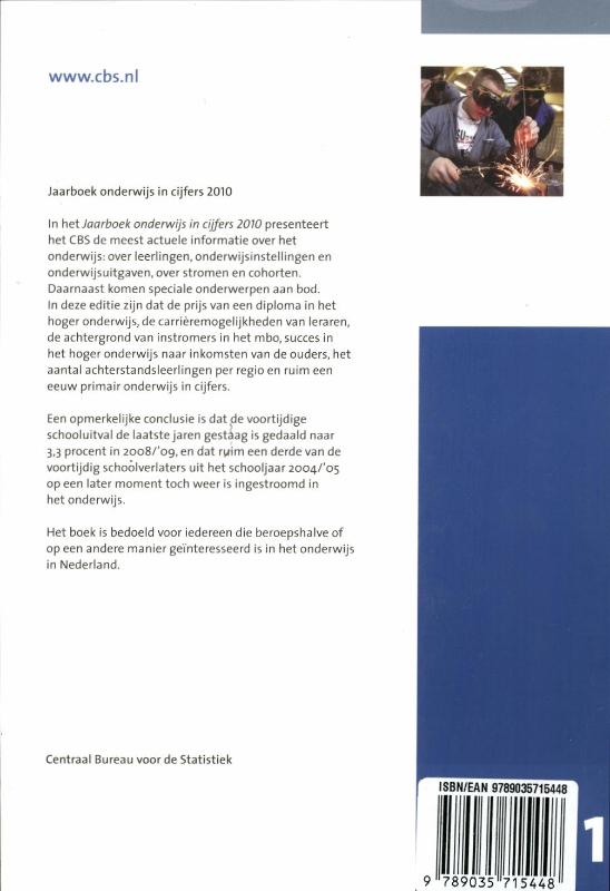 Achterkant van Jaarboek onderwijs in cijfers 2010