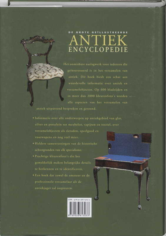 Achterkant van De grote geillustreerde antiek encyclopedie
