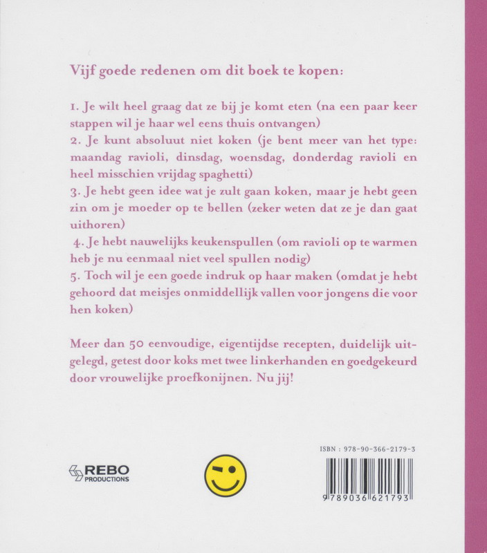 Achterkant van Het kookboek voor mannen die op de versiertoer willen