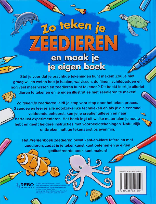 Achterkant van Zo teken je zeedieren