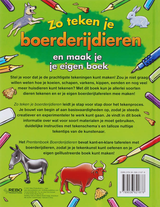 Achterkant van Zo teken je boerderijdieren