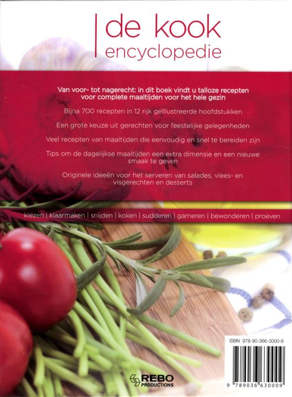 Achterkant van De kook Encyclopedie