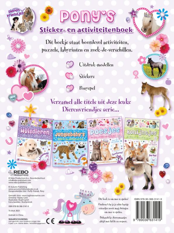 Achterkant van Pony's sticker- en activiteitenboek - Dierenvriendjes