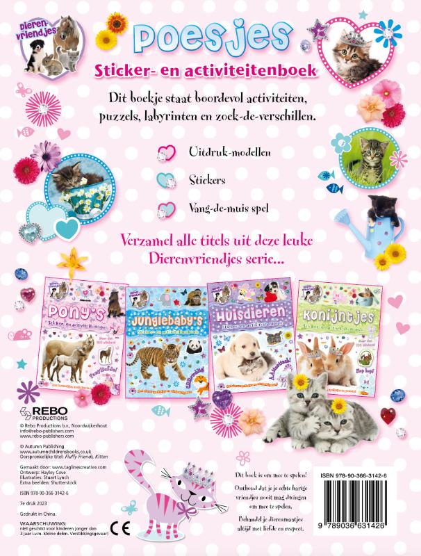 Achterkant van Poesjes sticker- en activiteitenboek - Dierenvriendjes
