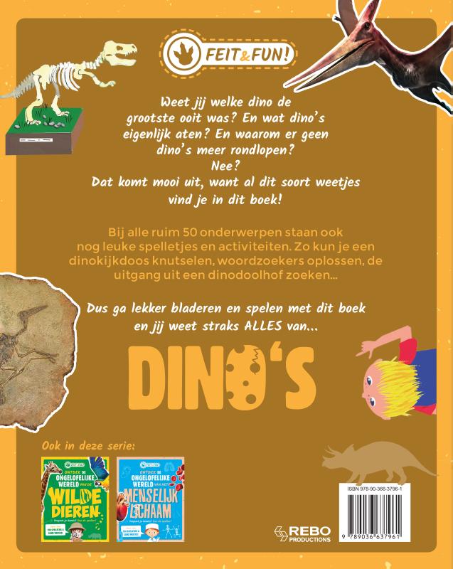 Achterkant van Ontdek de ongelofelijke wereld van de Dinosauriërs