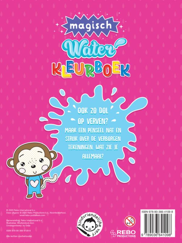 Achterkant van Waterkleurboek Unicorns en andere figuren