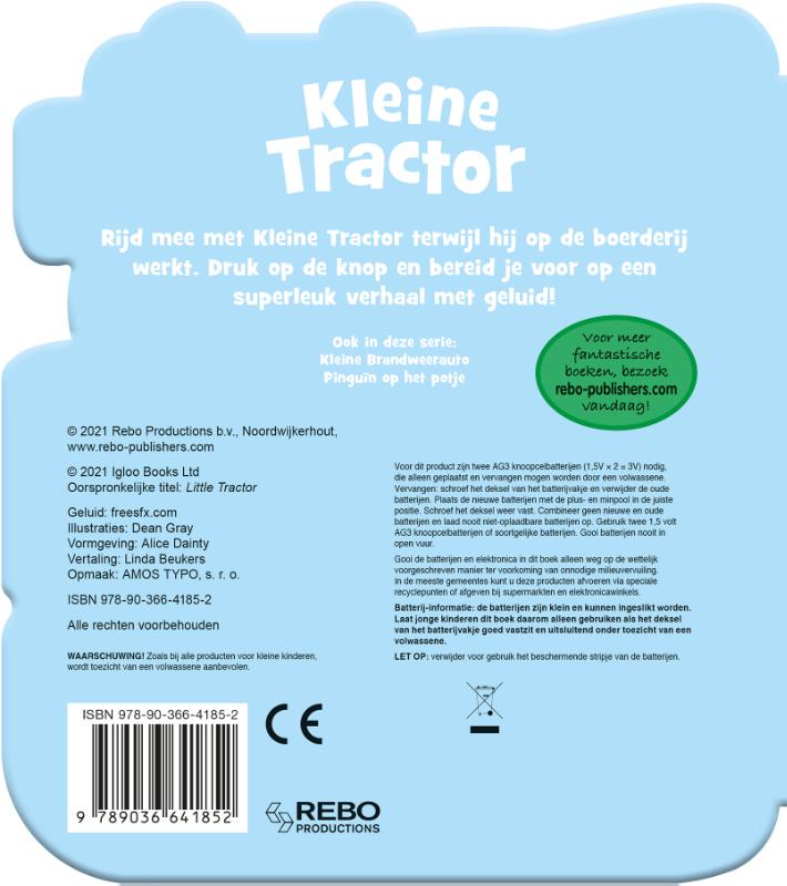 Achterkant van Geluidboek Kleine Tractor