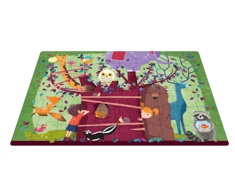 Achterkant van Een boom vol dieren - boek + giga puzzel