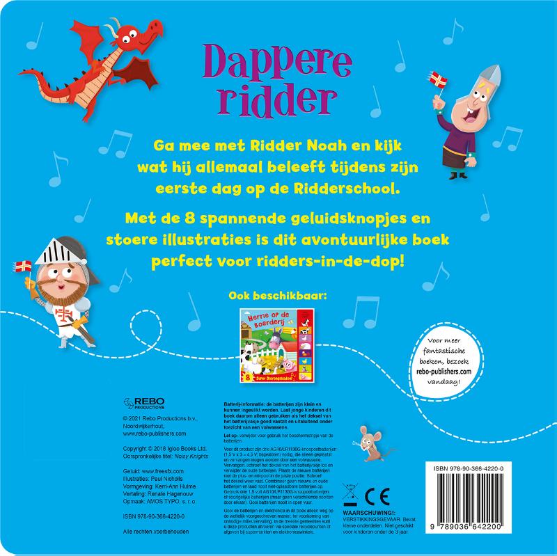 Achterkant van Geluidenboek Dappere ridder