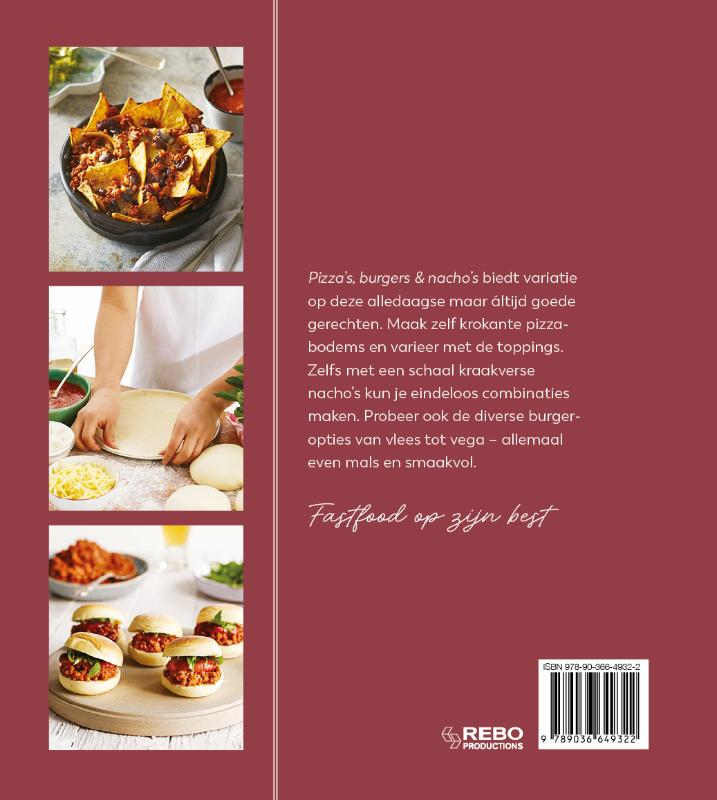 Achterkant van Pizza's, burgers & nacho's - Love food