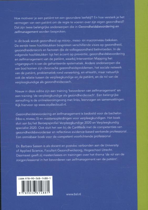 Achterkant van Gezondheidsbevordering en zelfmanagement