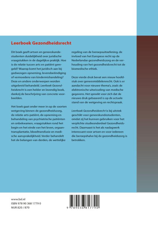 Achterkant van Leerboek gezondheidsrecht