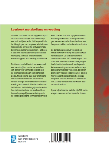 Achterkant van Leerboek metabolisme en voeding