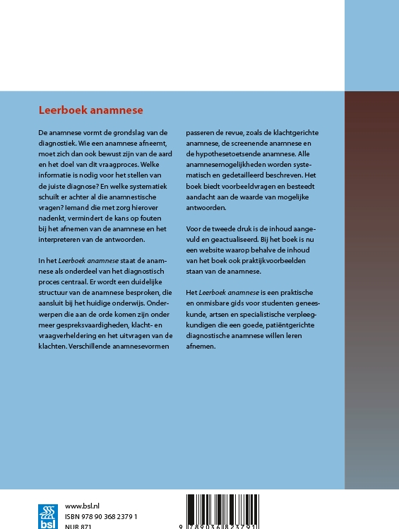 Achterkant van Leerboek anamnese