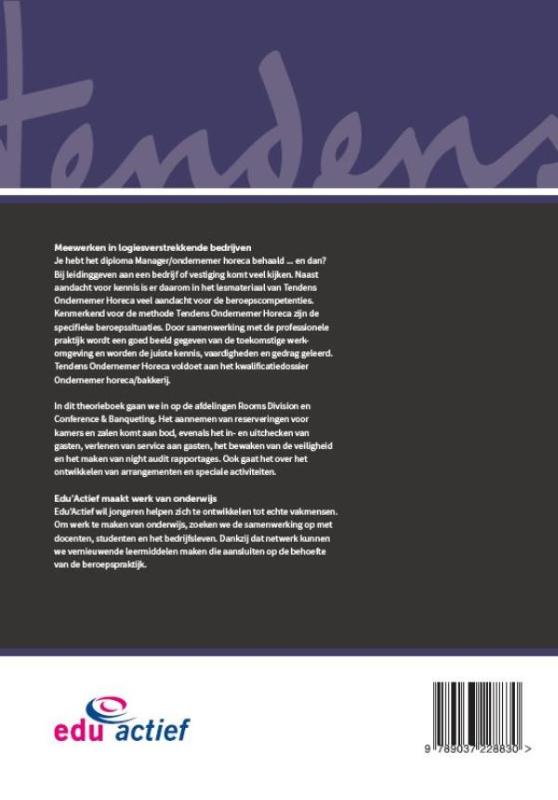 Achterkant van Bronnenboek meewerken in logiesverstrekkende bedrijven
