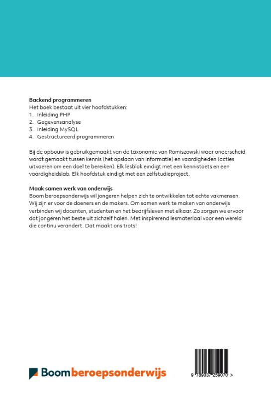 Achterkant van Backend programmeren versie 2021