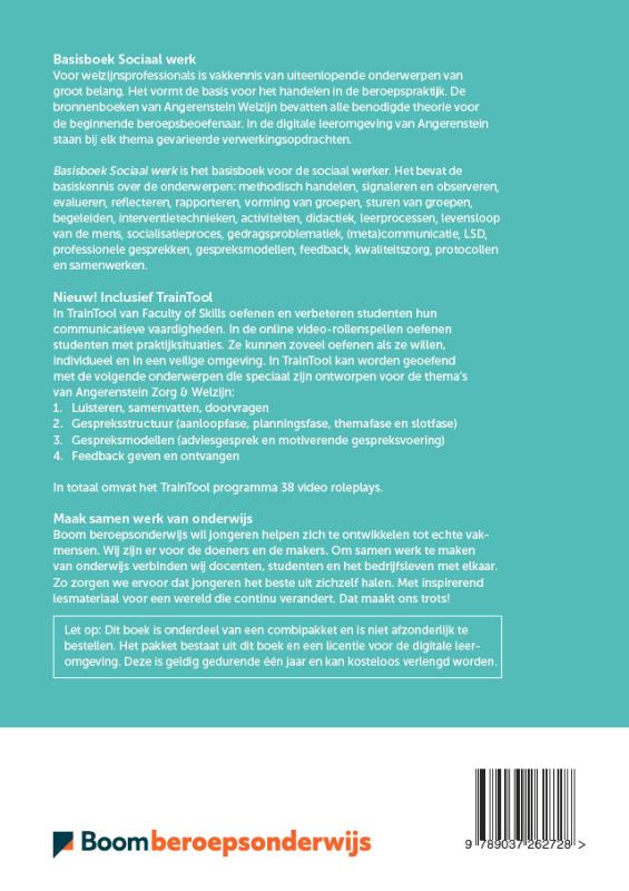 Achterkant van Basisboek sociaal werk nieuw | combipakket