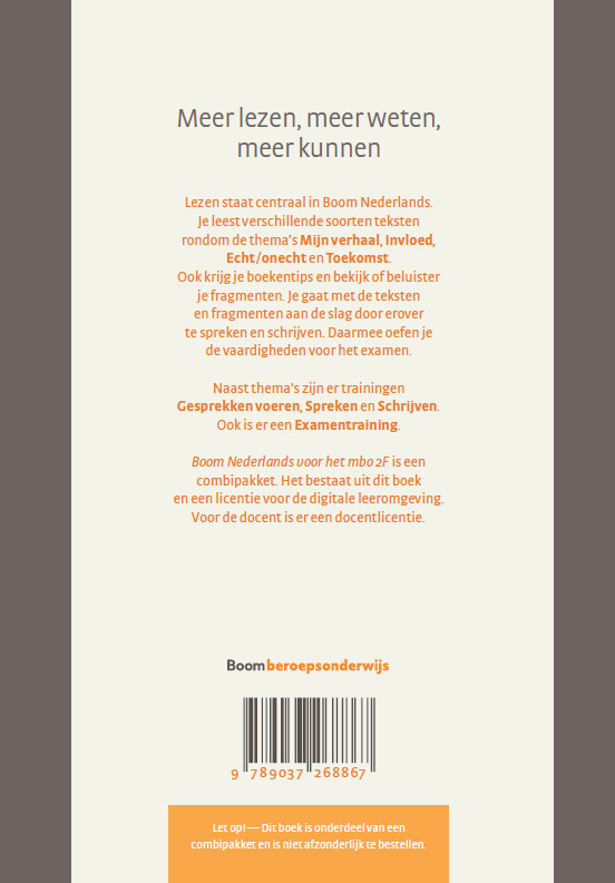 Achterkant van Boom Nederlands voor het mbo 2F algemeen | combipakket