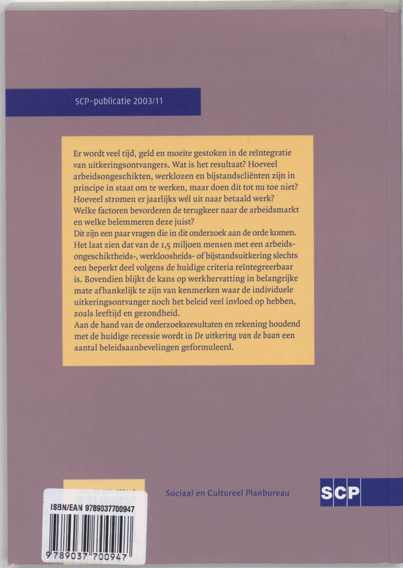 Achterkant van De uitkering van de baan