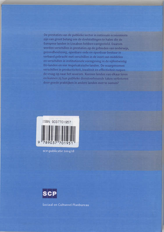 Achterkant van Prestaties van de publieke sector