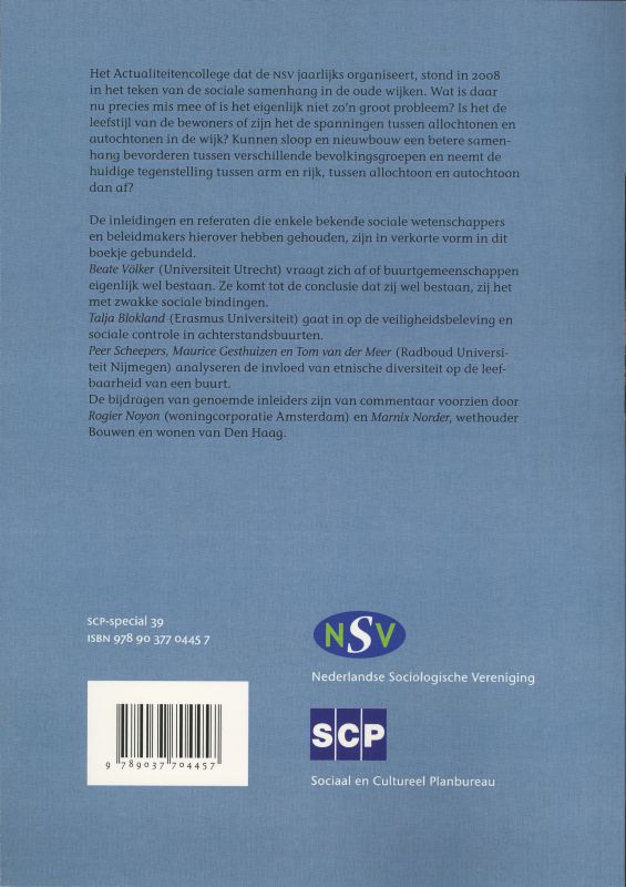 Achterkant van Sociale samenhang in de wijk