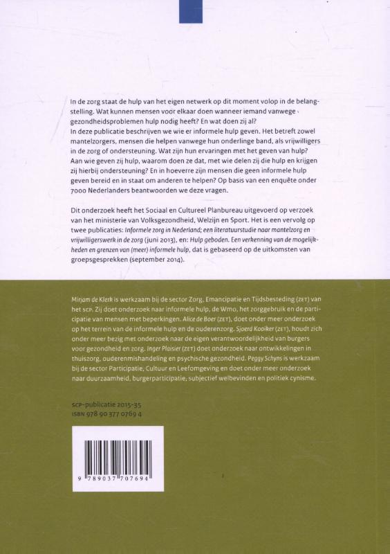 Achterkant van Informele hulp: wie doet er wat?