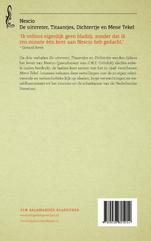 Achterkant van De uitvreter / Titaantjes / Dichtertje / Mene Tekel