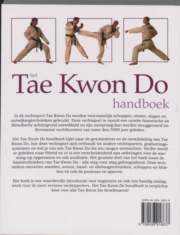 Achterkant van Het Tae kwon do handboek
