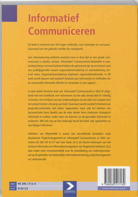 Achterkant van Informatief communiceren