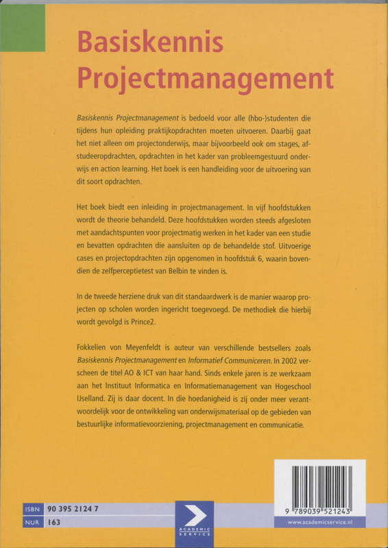 Achterkant van Basiskennis Projectmanagement