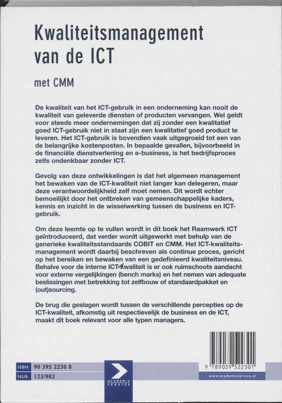 Achterkant van Kwaliteitsmanagement van de ICT met CMM