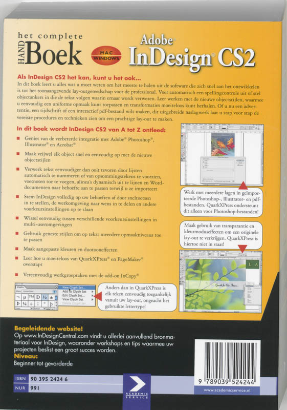 Achterkant van InDesign CS2