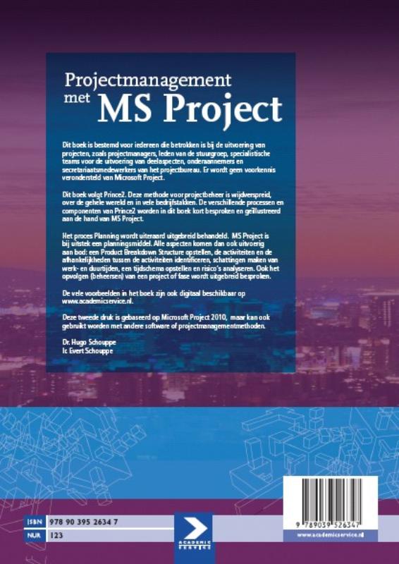 Achterkant van Projectmanagement met Microsoft Project
