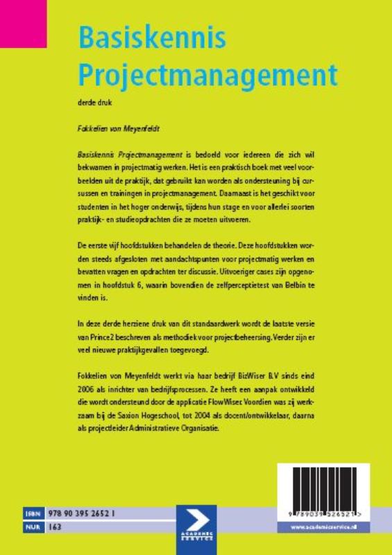 Achterkant van Basiskennis Projectmanagement