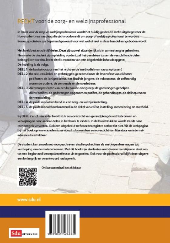 Achterkant van Recht voor de zorg- en welzijnsprofessional 2012-2013