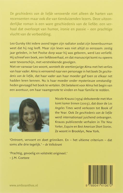 Achterkant van De geschiedenis van de liefde