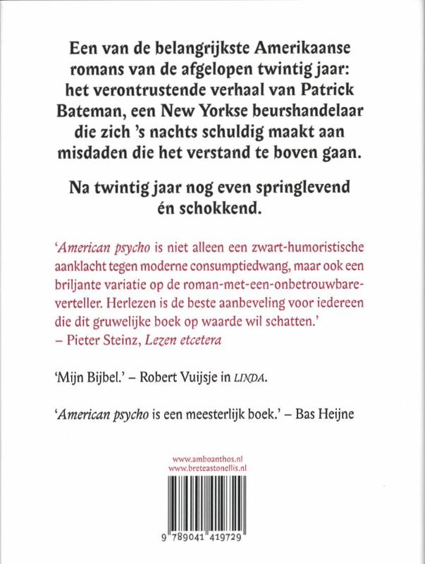 Achterkant van American psycho