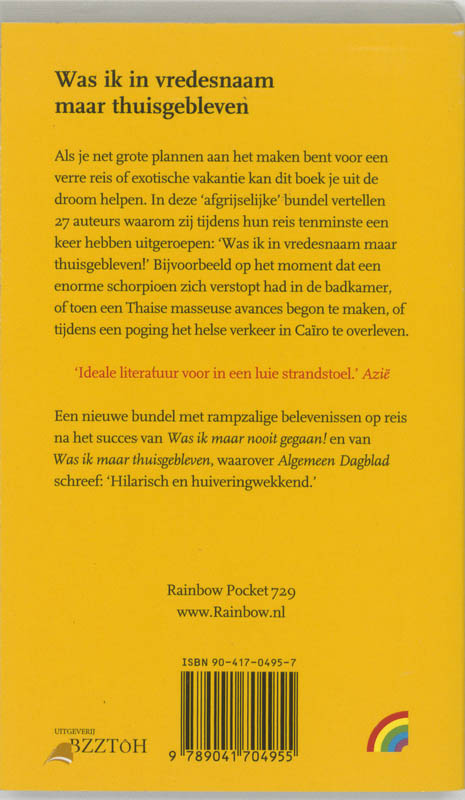 Achterkant van Was ik in vredesnaam maar thuisgebleven