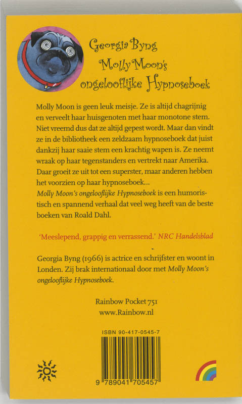 Achterkant van Molly Moon's ongelooflijke Hypnoseboek