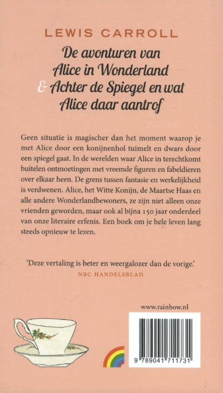 Achterkant van De avonturen van Alice in Wonderland & Achter de spiegel en wat Alice daar aantrof