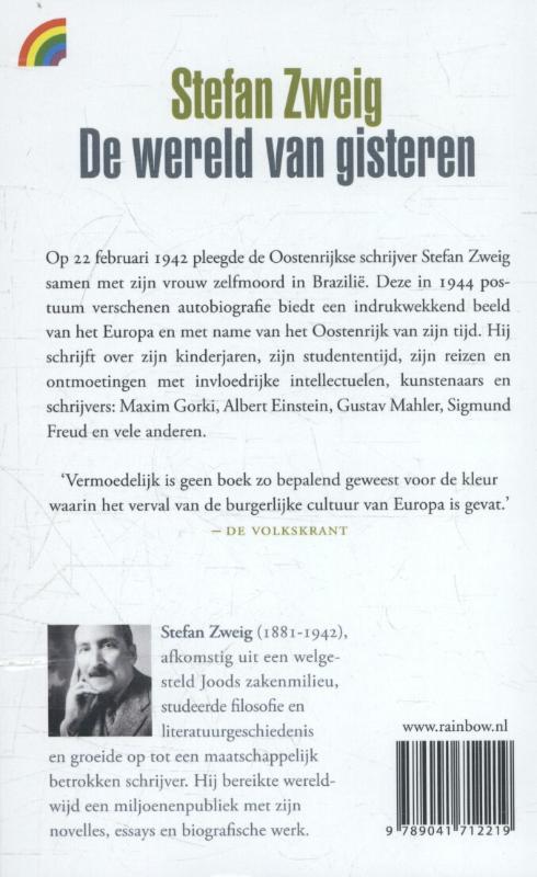 Achterkant van De wereld van gisteren