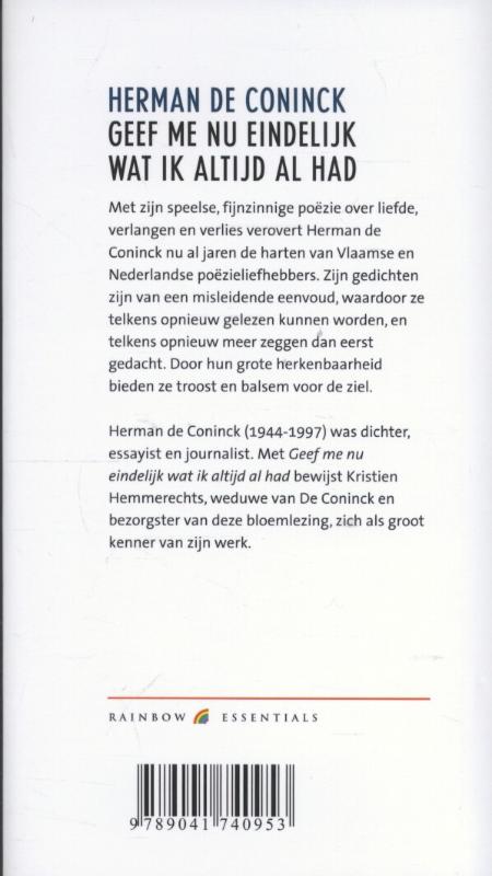 Achterkant van Geef me nu eindelijk wat ik altijd al had