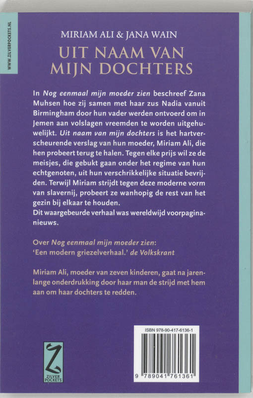 Achterkant van Uit naam van mijn dochters