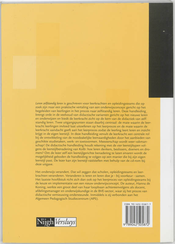 Achterkant van Leren zelfstandig leren